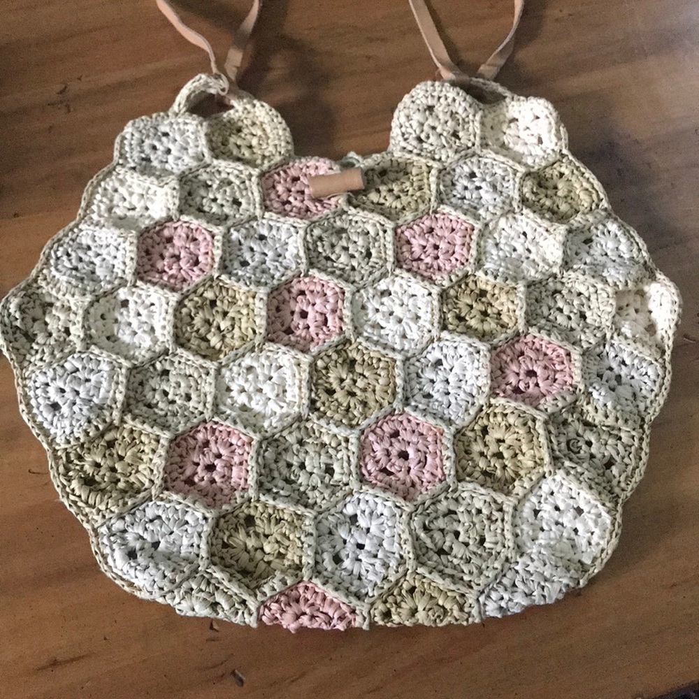 J. Crew Patchwork Straw Purse